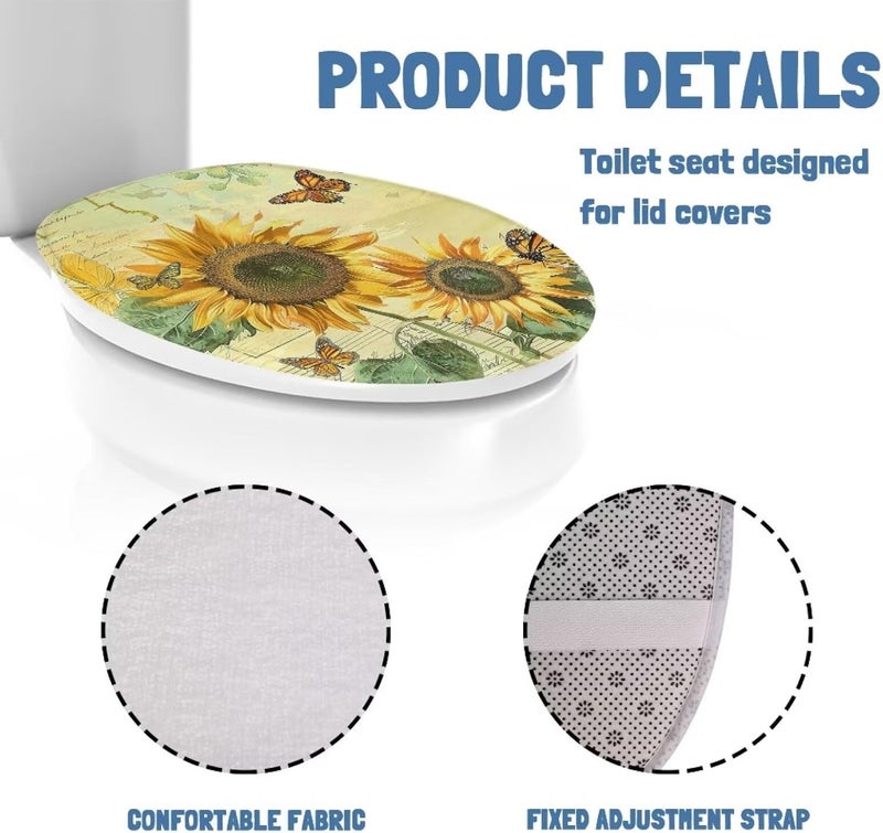 Flashideas Sunflower Toilet Cover Seat Soft Plush Seat Covers Tank Lip Covers Easy to Clean Bathroom Decoration Accessories Fits Most Toilet Tanks & Lids - Image 5